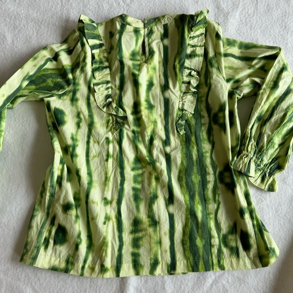 Anthropologie Samant Chauhan Emilia Ruffled Tie-Dye Blouse Women's Size M - Picture 7 of 9
